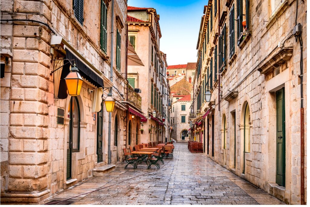Uncrowded Empty Streets in Dubrovnik, something you rarely see in peak season