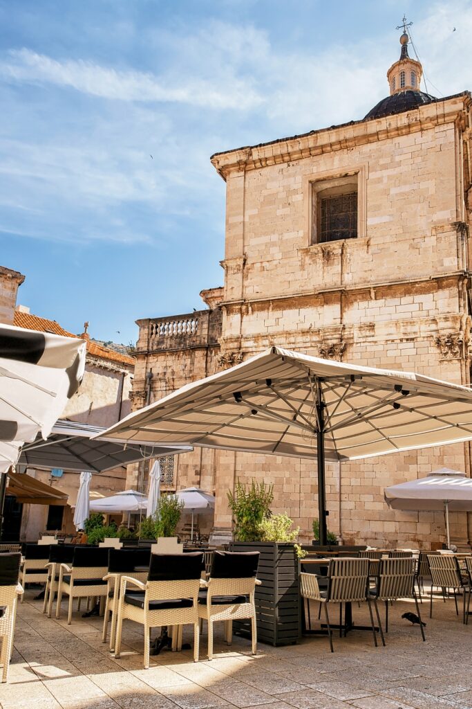 Empty cafe in Dubrovnik