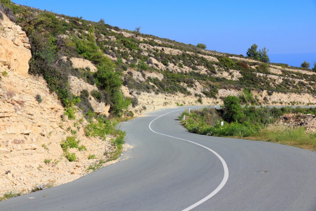 A sunny road in Cyprus
