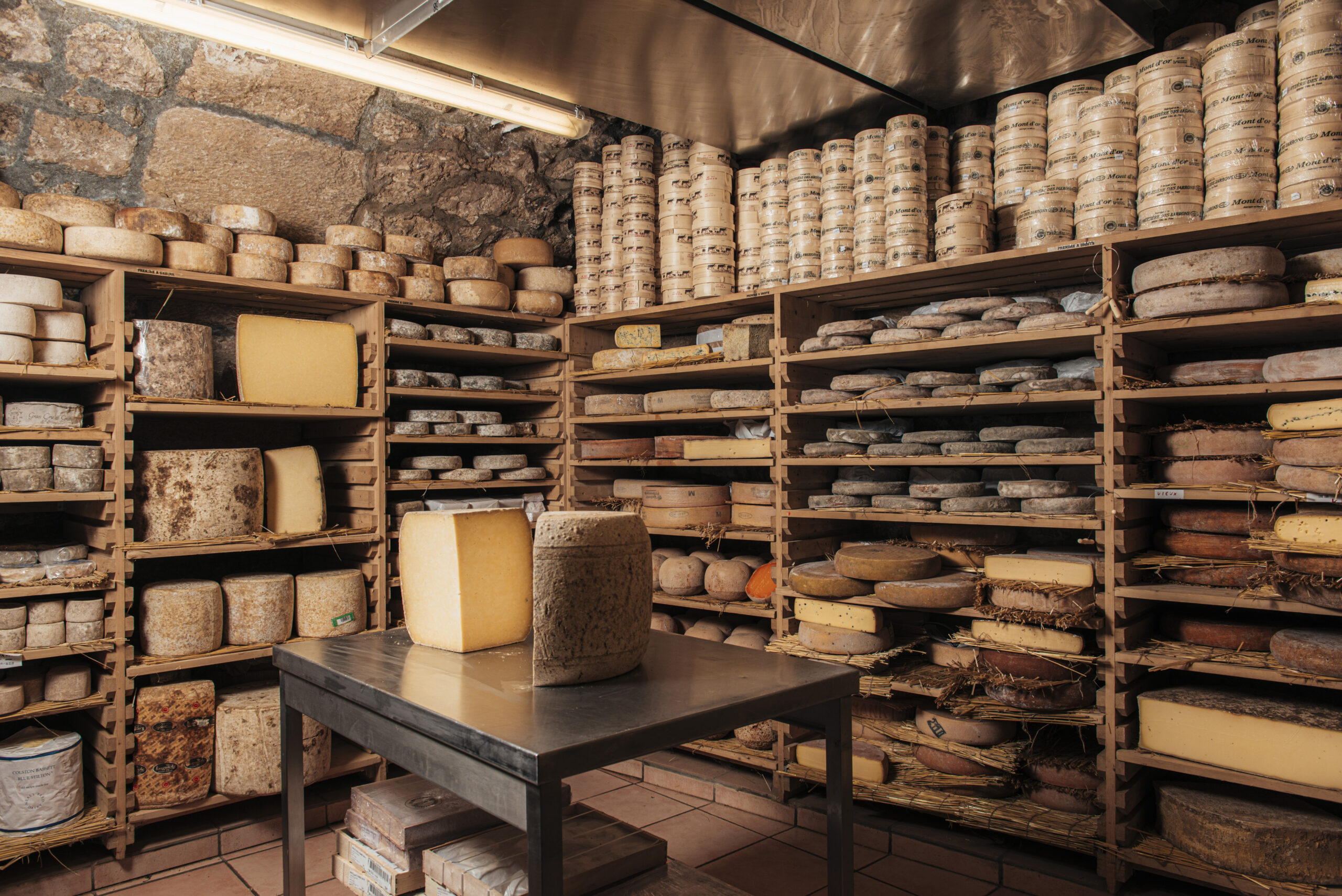 Cheese cellar at Fromagerie Quatrehomme
